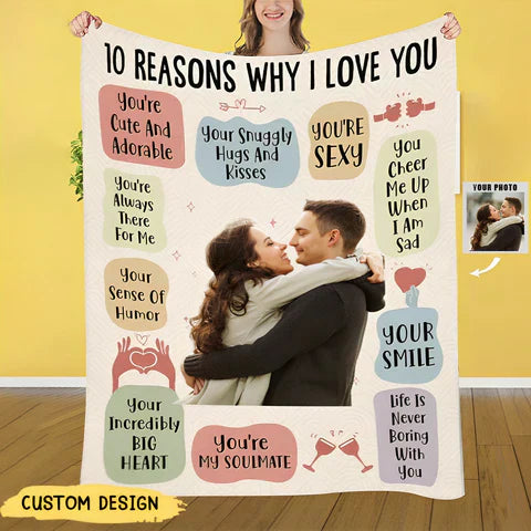 ASTRALUXCO™ - 10 REASON WHY I LOVE - PERSONALIZED PHOTO BLANKET